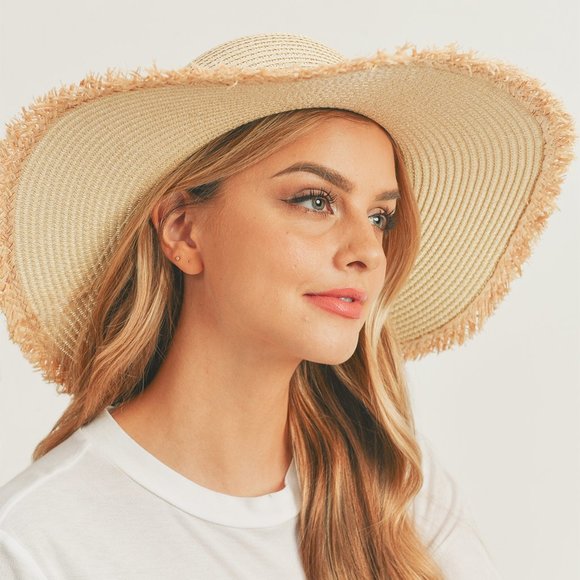 Frayed edge Straw Floppy Hat - Picture 3 of 7